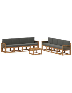Set di divani da esterno con cuscino 7 pcs Naturale e Antracite