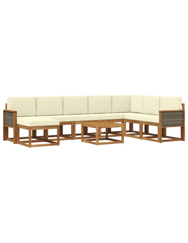 Set di divani da esterno con cuscino 9 pcs Naturale e Crema