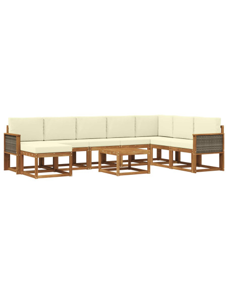 Set di divani da esterno con cuscino 9 pcs Naturale e Crema
