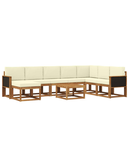 Set di divani da esterno con cuscino 9 pcs Naturale e Crema