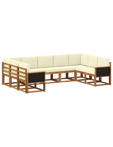 Set di divani da esterno con cuscino 9 pcs Naturale e Crema