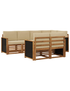 Set divano sezionale con cuscino 6 pcs Naturale
