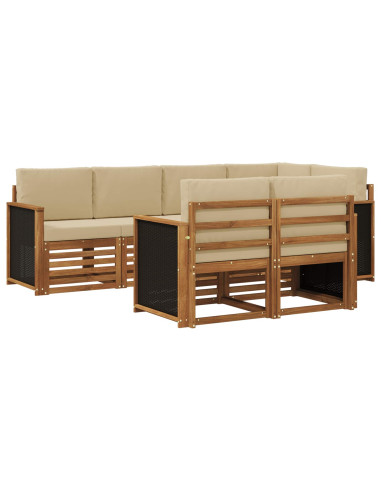 Set divano sezionale con cuscino 6 pcs Naturale