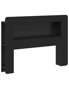 Testata del letto con archiviazione Nero Legno ingegnerizzato
