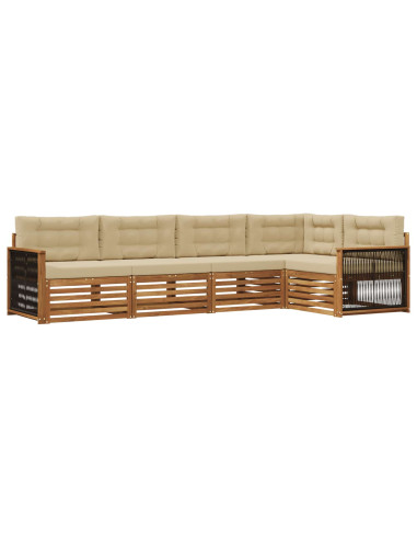 Set di divani da esterno con cuscino 5 pcs Naturale e Beige