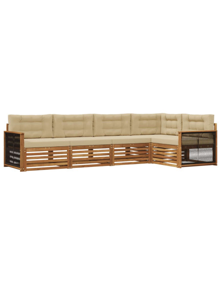 Set di divani da esterno con cuscino 5 pcs Naturale e Beige