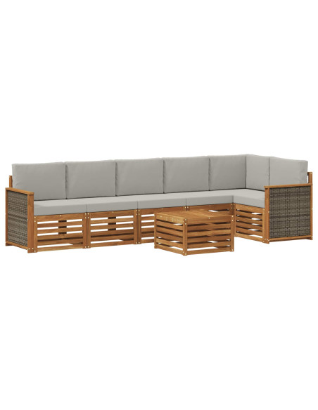 Set divano sezionale con cuscino 6 pcs Naturale e Grigio Chiaro