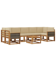 Set di divani da esterno con cuscino 6 pcs Naturale