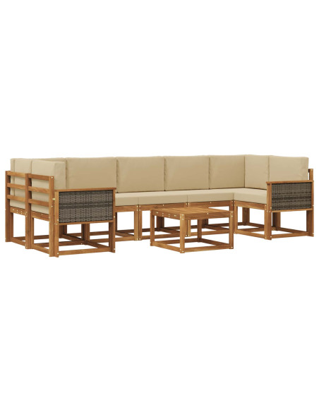 Set di divani da esterno con cuscino 6 pcs Naturale
