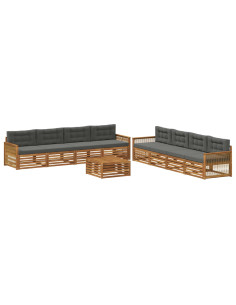Set di divani da esterno con cuscino 9 pcs Naturale e Antracite