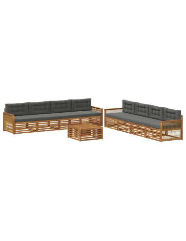 Set di divani da esterno con cuscino 9 pcs Naturale e Antracite