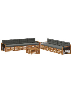 Set di divani da esterno con cuscino 9 pcs Naturale e Antracite