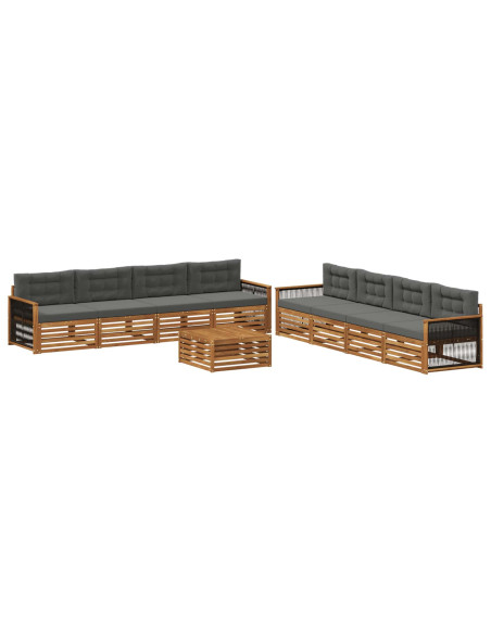 Set di divani da esterno con cuscino 9 pcs Naturale e Antracite