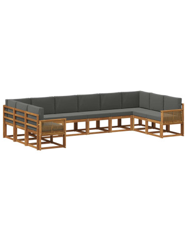 Set di divani da esterno 10 pcs Naturale e Antracite