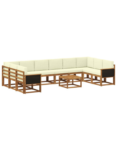 Set di divani da esterno con cuscino 11 pcs Naturale e Crema