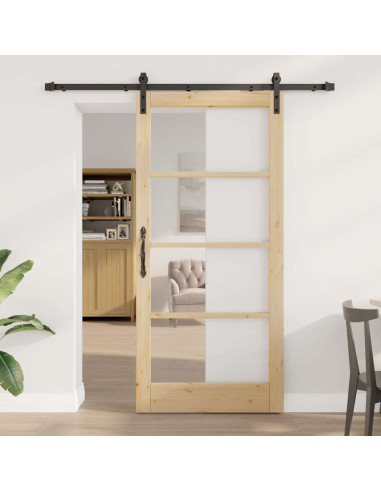 Porta scorrevole ORKDAL Naturale e Nero 93 x 202 cm