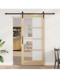 Porta scorrevole ORKDAL Naturale e Nero 93 x 202 cm