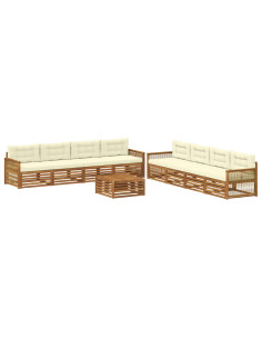 Set di divani da esterno con cuscino 9 pcs Naturale e Crema