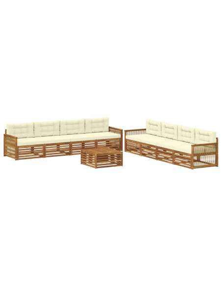Set di divani da esterno con cuscino 9 pcs Naturale e Crema