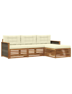Set di divani da esterno Naturale e Crema 249,5 x 162,5 x 73 cm