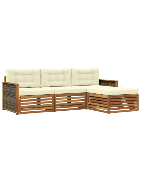 Set di divani da esterno Naturale e Crema 249,5 x 162,5 x 73 cm