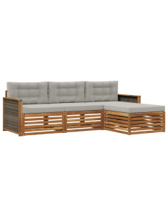 Set di divani da esterno con cuscino Naturale e Grigio Chiaro