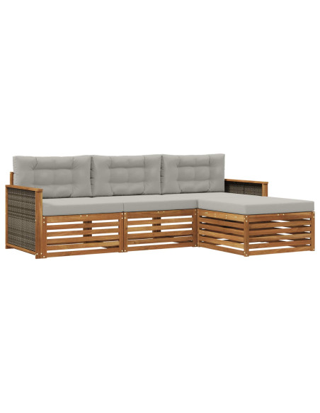 Set di divani da esterno con cuscino Naturale e Grigio Chiaro