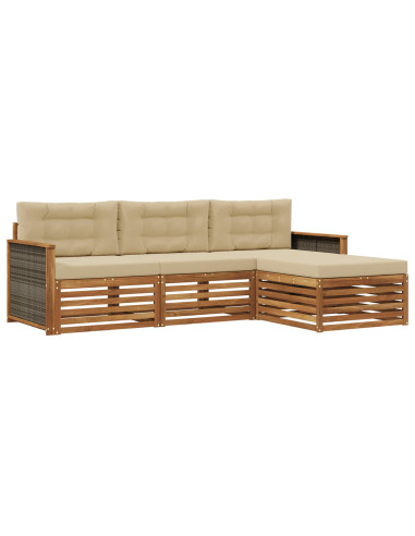 Set di divani da esterno Naturale e Beige 249,5 x 162,5 x 73 cm