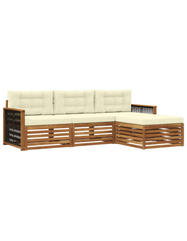 Set di divani da esterno Naturale e Crema 249 x 162,5 x 73 cm