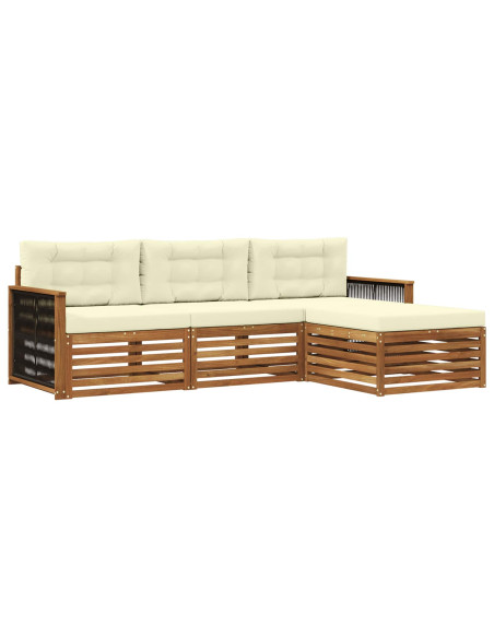 Set di divani da esterno Naturale e Crema 249 x 162,5 x 73 cm