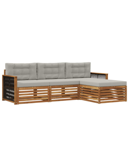 Set di divani da esterno con cuscino Naturale e Grigio Chiaro
