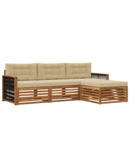 Set di divani da esterno Naturale e Beige 249 x 162,5 x 73 cm