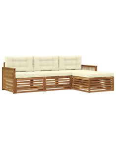 Set di divani da esterno Naturale e Crema 249 x 162,5 x 73 cm