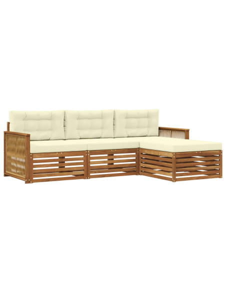 Set di divani da esterno Naturale e Crema 249 x 162,5 x 73 cm