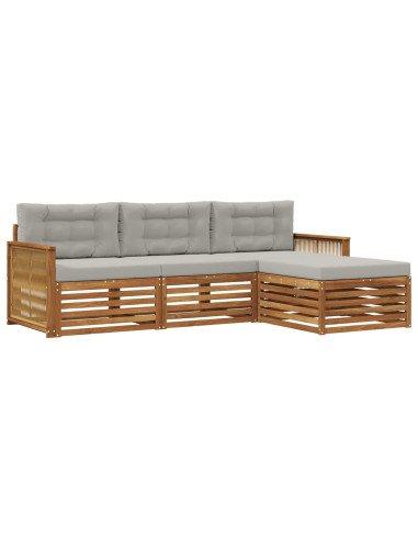 Set di divani da esterno con cuscino Naturale e Grigio Chiaro