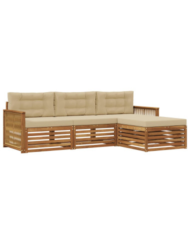 Set di divani da esterno Naturale e Beige 249 x 162,5 x 73 cm