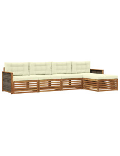Set di divani da esterno con cuscino 5 pcs Naturale e Crema