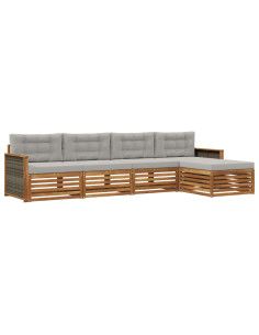 Set di divani da esterno 5 pcs Naturale e Grigio Chiaro