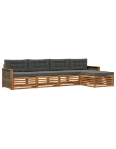 Set di divani da esterno con cuscino 5 pcs Naturale e Antracite