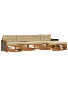 Set di divani da esterno con cuscino 5 pcs Naturale e Beige
