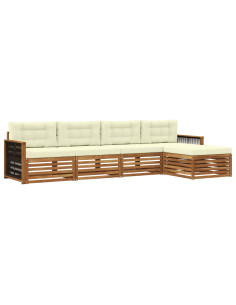 Set di divani da esterno con cuscino 5 pcs Naturale e Crema