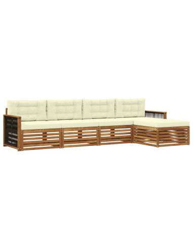 Set di divani da esterno con cuscino 5 pcs Naturale e Crema