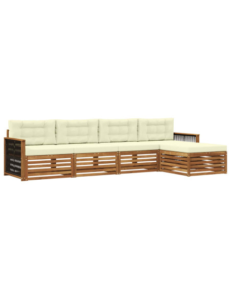 Set di divani da esterno con cuscino 5 pcs Naturale e Crema