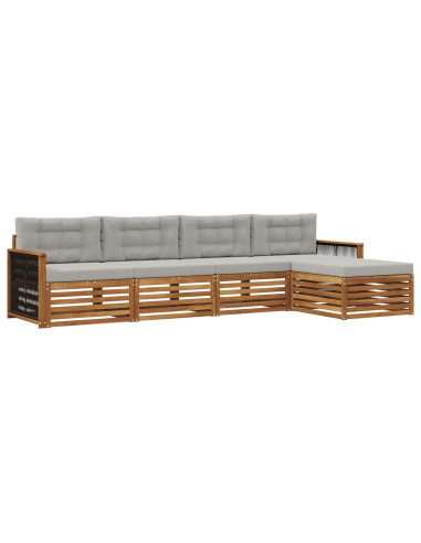 Set di divani da esterno 5 pcs Naturale e Grigio Chiaro