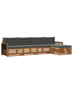 Set di divani da esterno con cuscino 5 pcs Naturale e Antracite
