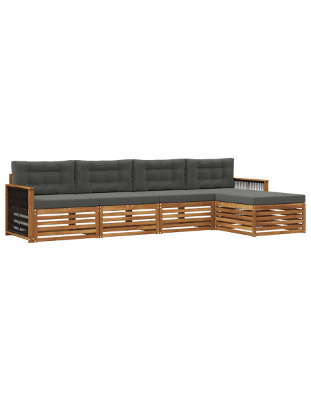 Set di divani da esterno con cuscino 5 pcs Naturale e Antracite