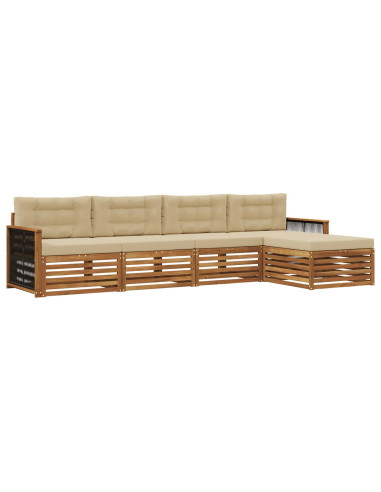 Set di divani da esterno con cuscino 5 pcs Naturale e Beige