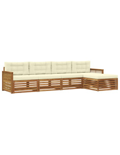 Set di divani da esterno con cuscino 5 pcs Naturale e Crema