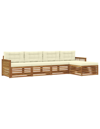 Set di divani da esterno con cuscino 5 pcs Naturale e Crema