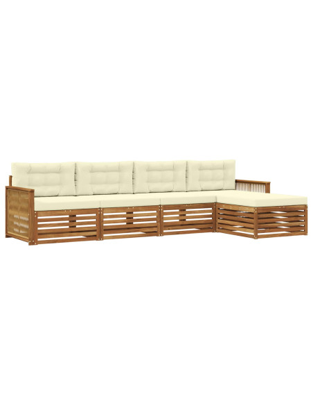 Set di divani da esterno con cuscino 5 pcs Naturale e Crema